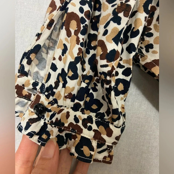 Maeve Anthropologie Katia Ruffled cheetah printed Button-down Blouse Sz 0 - Picture 9 of 15
